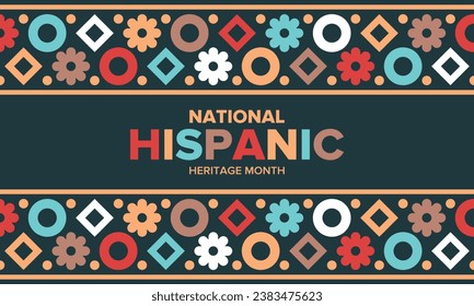 National Hispanic Heritage Month in September and October. Hispanic and Latino Americans culture. Celebrate annual in United States. Poster, card, banner and background. Vector illustration