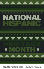 National Hispanic Heritage Month in September and October. Hispanic and Latino Americans culture. Celebrate annual in United States. Poster, card, banner and background. Vector illustration