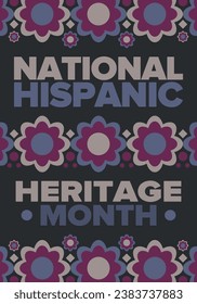 National Hispanic Heritage Month in September and October. Hispanic and Latino Americans culture. Celebrate annual in United States. Poster, card, banner and background. Vector illustration