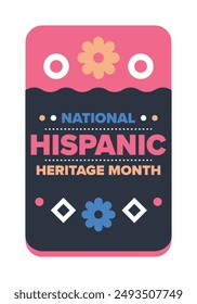 National Hispanic Heritage Month in September and October. Hispanic and Latino Americans culture. Celebrate annual in United States. Poster, card, banner and background. Vector illustration