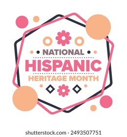 National Hispanic Heritage Month in September and October. Hispanic and Latino Americans culture. Celebrate annual in United States. Poster, card, banner and background. Vector illustration