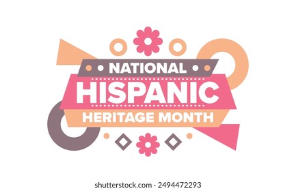 National Hispanic Heritage Month in September and October. Hispanic and Latino Americans culture. Celebrate annual in United States. Poster, card, banner and background. Vector illustration