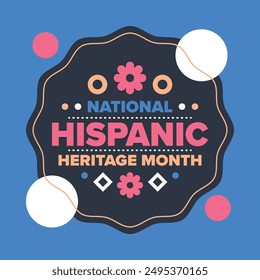 National Hispanic Heritage Month in September and October. Hispanic and Latino Americans culture. Celebrate annual in United States. Poster, card, banner and background. Vector illustration