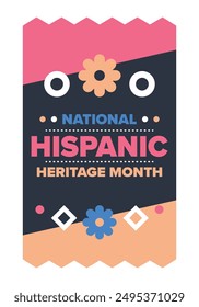 National Hispanic Heritage Month in September and October. Hispanic and Latino Americans culture. Celebrate annual in United States. Poster, card, banner and background. Vector illustration