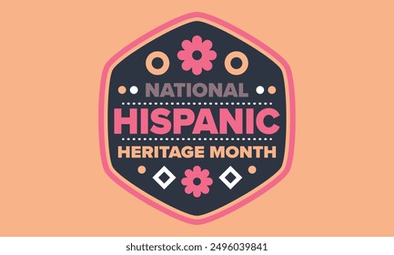 National Hispanic Heritage Month in September and October. Hispanic and Latino Americans culture. Celebrate annual in United States. Poster, card, banner and background. Vector illustration