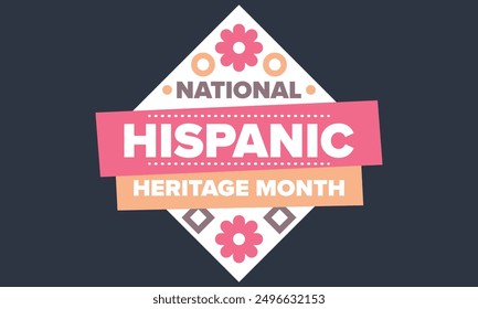 National Hispanic Heritage Month in September and October. Hispanic and Latino Americans culture. Celebrate annual in United States. Poster, card, banner and background. Vector illustration