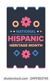 National Hispanic Heritage Month in September and October. Hispanic and Latino Americans culture. Celebrate annual in United States. Poster, card, banner and background. Vector illustration