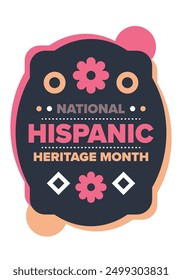 National Hispanic Heritage Month in September and October. Hispanic and Latino Americans culture. Celebrate annual in United States. Poster, card, banner and background. Vector illustration