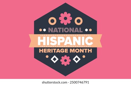 National Hispanic Heritage Month in September and October. Hispanic and Latino Americans culture. Celebrate annual in United States. Poster, card, banner and background. Vector illustration