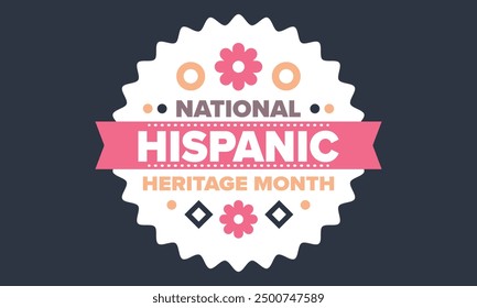 National Hispanic Heritage Month in September and October. Hispanic and Latino Americans culture. Celebrate annual in United States. Poster, card, banner and background. Vector illustration