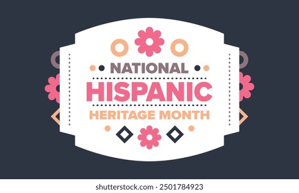 National Hispanic Heritage Month in September and October. Hispanic and Latino Americans culture. Celebrate annual in United States. Poster, card, banner and background. Vector illustration