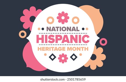 National Hispanic Heritage Month in September and October. Hispanic and Latino Americans culture. Celebrate annual in United States. Poster, card, banner and background. Vector illustration