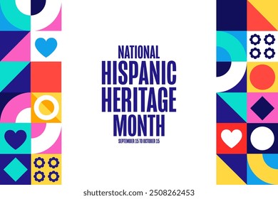 National Hispanic Heritage Month. September 15 to October 15. Holiday concept. Template for background, banner, card, poster with text inscription. Vector EPS10 illustration