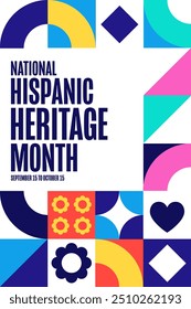 National Hispanic Heritage Month. September 15 to October 15. Holiday concept. Template for background, banner, card, poster with text inscription. Vector EPS10 illustration