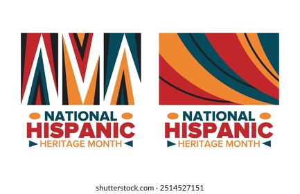 Mes Nacional de la Herencia Hispana en septiembre y octubre. Cultura hispana y latinoamericana. Celebrar anualmente en Estados Unidos. Póster, tarjeta, Anuncio y fondo. Ilustración vectorial