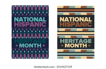 National Hispanic Heritage Month im September und Oktober. Lateinamerikaner und Lateinamerikaner Kultur. Feiern Sie jährlich in den Vereinigten Staaten. Poster, Karte, Banner und Hintergrund. Vektorgrafik