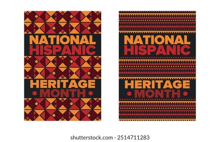 Mes Nacional de la Herencia Hispana en septiembre y octubre. Cultura hispana y latinoamericana. Celebrar anualmente en Estados Unidos. Póster, tarjeta, Anuncio y fondo. Ilustración vectorial