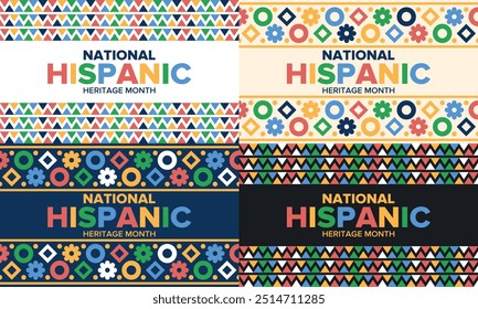 National Hispanic Heritage Month im September und Oktober. Lateinamerikaner und Lateinamerikaner Kultur. Feiern Sie jährlich in den Vereinigten Staaten. Poster, Karte, Banner und Hintergrund. Vektorgrafik