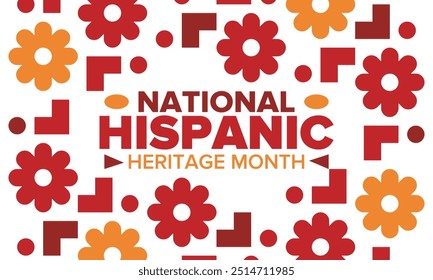 National Hispanic Heritage Month im September und Oktober. Lateinamerikaner und Lateinamerikaner Kultur. Feiern Sie jährlich in den Vereinigten Staaten. Poster, Karte, Banner und Hintergrund. Vektorgrafik