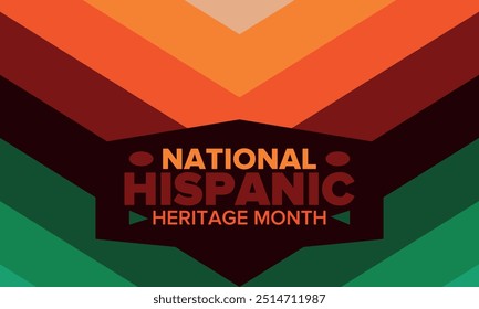 Mes Nacional de la Herencia Hispana en septiembre y octubre. Cultura hispana y latinoamericana. Celebrar anualmente en Estados Unidos. Póster, tarjeta, Anuncio y fondo. Ilustración vectorial