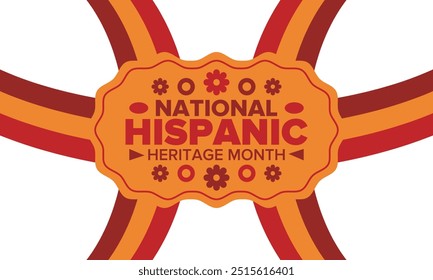 National Hispanic Heritage Month im September und Oktober. Lateinamerikaner und Lateinamerikaner Kultur. Feiern Sie jährlich in den Vereinigten Staaten. Poster, Karte, Banner und Hintergrund. Vektorgrafik