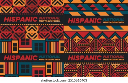 National Hispanic Heritage Month im September und Oktober. Lateinamerikaner und Lateinamerikaner Kultur. Feiern Sie jährlich in den Vereinigten Staaten. Poster, Karte, Banner und Hintergrund. Vektorgrafik