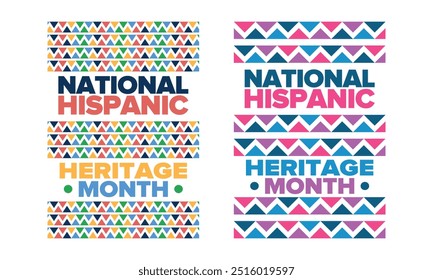 National Hispanic Heritage Month im September und Oktober. Lateinamerikaner und Lateinamerikaner Kultur. Feiern Sie jährlich in den Vereinigten Staaten. Poster, Karte, Banner und Hintergrund. Vektorgrafik