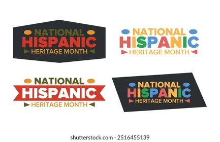 National Hispanic Heritage Month im September und Oktober. Lateinamerikaner und Lateinamerikaner Kultur. Feiern Sie jährlich in den Vereinigten Staaten. Poster, Karte, Banner und Hintergrund. Vektorgrafik