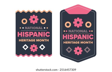 National Hispanic Heritage Month im September und Oktober. Lateinamerikaner und Lateinamerikaner Kultur. Feiern Sie jährlich in den Vereinigten Staaten. Poster, Karte, Banner und Hintergrund. Vektorgrafik