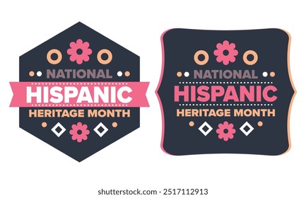 National Hispanic Heritage Month im September und Oktober. Lateinamerikaner und Lateinamerikaner Kultur. Feiern Sie jährlich in den Vereinigten Staaten. Poster, Karte, Banner und Hintergrund. Vektorgrafik