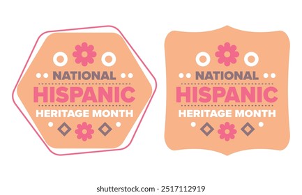 National Hispanic Heritage Month im September und Oktober. Lateinamerikaner und Lateinamerikaner Kultur. Feiern Sie jährlich in den Vereinigten Staaten. Poster, Karte, Banner und Hintergrund. Vektorgrafik