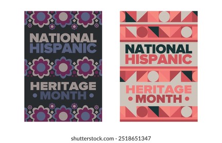 Mes Nacional de la Herencia Hispana en septiembre y octubre. Cultura hispana y latinoamericana. Celebrar anualmente en Estados Unidos. Póster, tarjeta, Anuncio y fondo. Ilustración vectorial