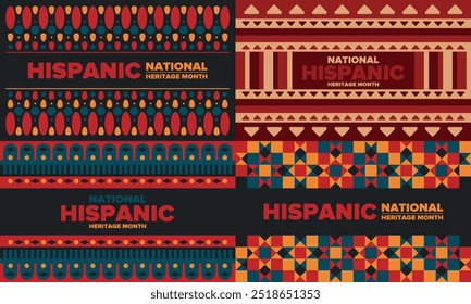 National Hispanic Heritage Month im September und Oktober. Lateinamerikaner und Lateinamerikaner Kultur. Feiern Sie jährlich in den Vereinigten Staaten. Poster, Karte, Banner und Hintergrund. Vektorgrafik