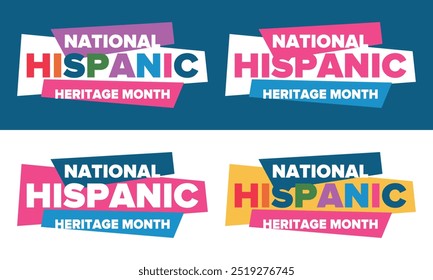 National Hispanic Heritage Month im September und Oktober. Lateinamerikaner und Lateinamerikaner Kultur. Feiern Sie jährlich in den Vereinigten Staaten. Poster, Karte, Banner und Hintergrund. Vektorgrafik