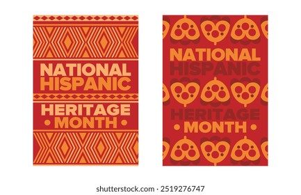 National Hispanic Heritage Month im September und Oktober. Lateinamerikaner und Lateinamerikaner Kultur. Feiern Sie jährlich in den Vereinigten Staaten. Poster, Karte, Banner und Hintergrund. Vektorgrafik