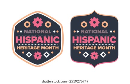 National Hispanic Heritage Month im September und Oktober. Lateinamerikaner und Lateinamerikaner Kultur. Feiern Sie jährlich in den Vereinigten Staaten. Poster, Karte, Banner und Hintergrund. Vektorgrafik