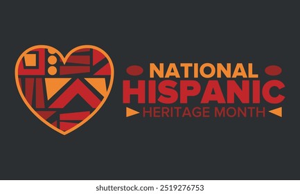 National Hispanic Heritage Month im September und Oktober. Lateinamerikaner und Lateinamerikaner Kultur. Feiern Sie jährlich in den Vereinigten Staaten. Poster, Karte, Banner und Hintergrund. Vektorgrafik