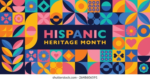 National Hispanic Heritage Month in September and October. Hispanic and Latino Americans culture. Celebrate annual in United States. Poster, card, banner and background. 