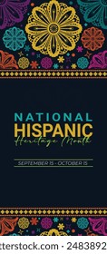 In: National Hispanic Heritage Month with Tropical Flowers. Vektorgrafik Flyer Banner