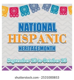 National Hispanic Heritage Month, United States Holiday Concept. Flat vector modern illustration 