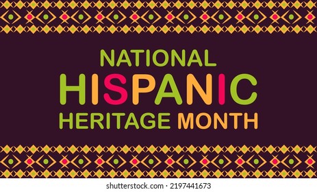 National Hispanic Heritage Month vector for card, banner, poster and background. Aztecs, Incas. Latino American poncho ornament illustration embroidery. 