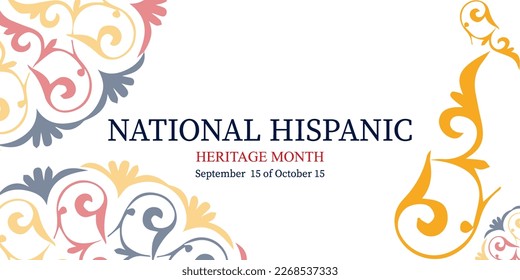 National Hispanic Heritage Month. Vector illustration. National colors and patterns.