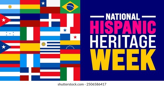 National Hispanic Heritage Week is observed every year in September. Holiday concept. Template for background, banner, card, poster, placard, design template with unique shapes with standard color.