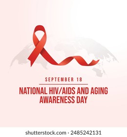 National HIV AIDS and Aging Awareness Day. Flat art design. Red ribbon vector. Good for celebration template usage. eps 10.  