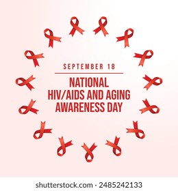 National HIV AIDS and Aging Awareness Day. Flat art design. Red ribbon vector. Good for celebration template usage. eps 10.  