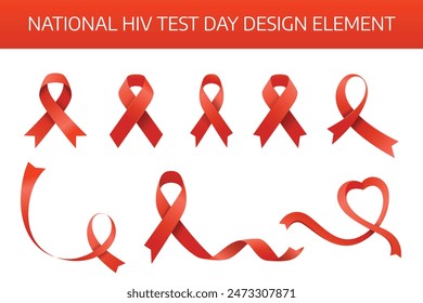 Paquete de Vector del elemento de diseño del día nacional de la prueba del VIH. eps 10. diseño de conciencia de la cinta.