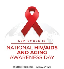 The National HIV-AIDS and Aging Awareness Day vector graphic is suitable for the celebration of the day. Flyer design, flat illustration, and flat design.