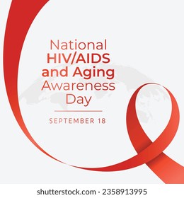 National HIV-AIDS and Aging Awareness Day design tempate good for celebration. red ribbon design template. ribbon design. flat design. vector eps 10.