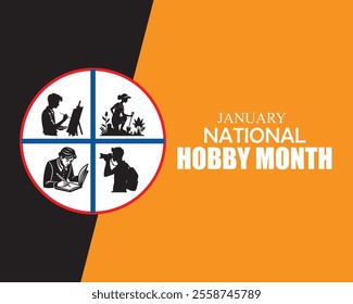 National Hobby Month, card, banner, background, poster vector illustration for a holiday event.