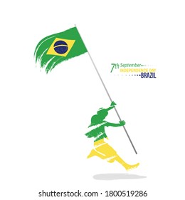 National Holiday in Brazil. Celebrating Brazil Independence Day. Abstract waving flag on gray background